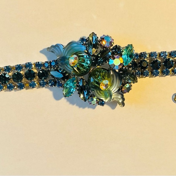 Vintage Edlee molded AB sapphire Bracelet-Rare piece - Picture 7 of 7